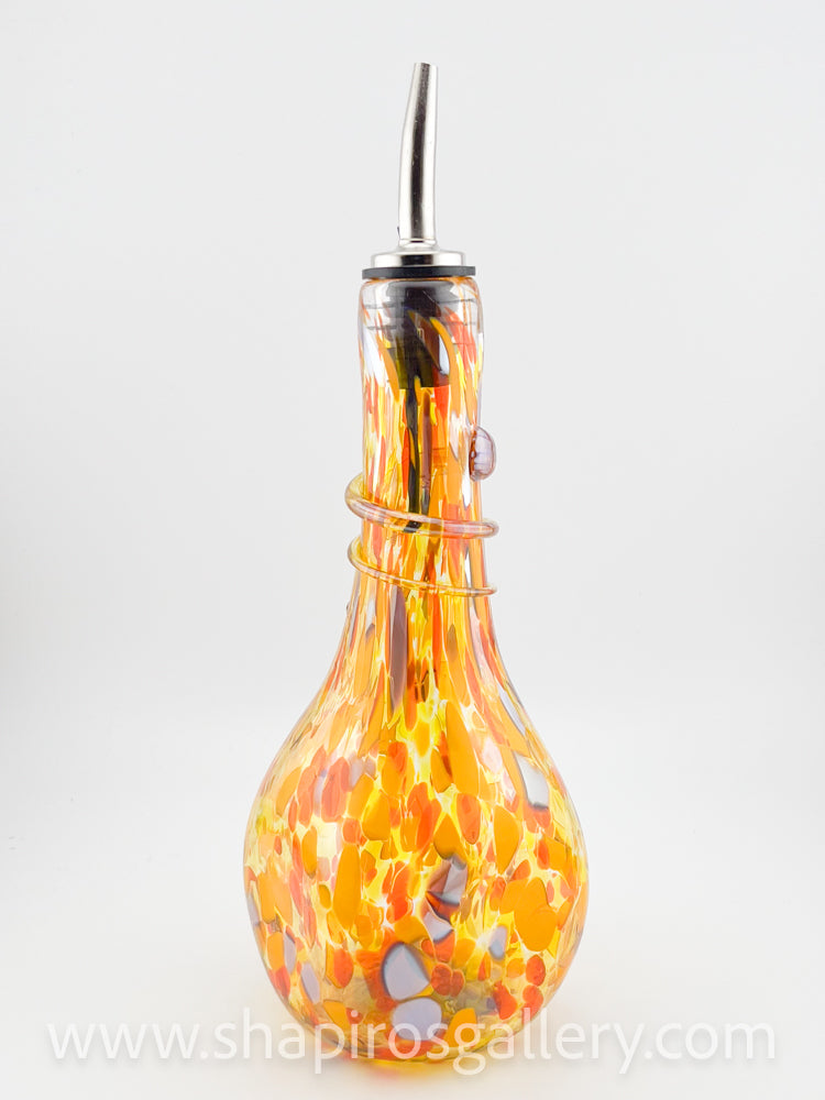 Blown Glass Oil Bottle - Golden