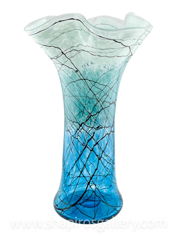 Aqua Lightning Fluted Vase