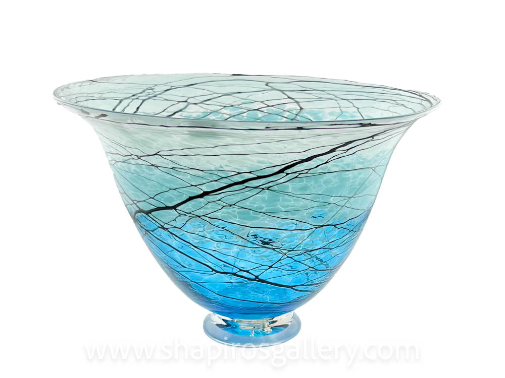 Aqua Lightning Footed Bowl