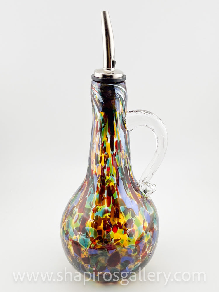 Blown Glass Oil Bottle with Handle - Earth