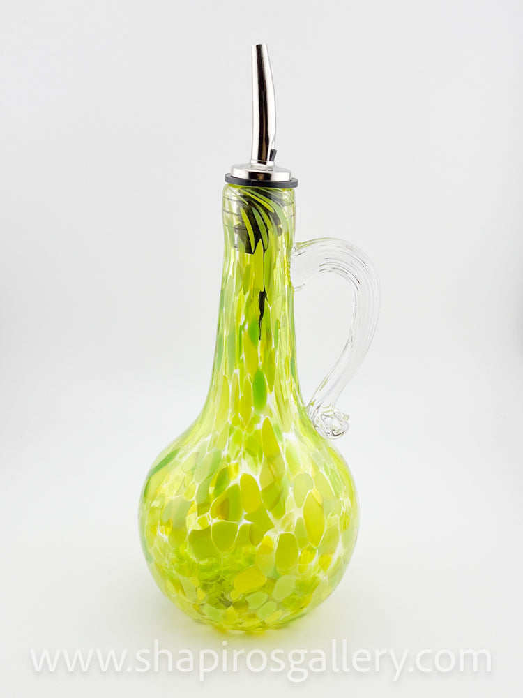 Blown Glass Oil Bottle with Handle - Yellow