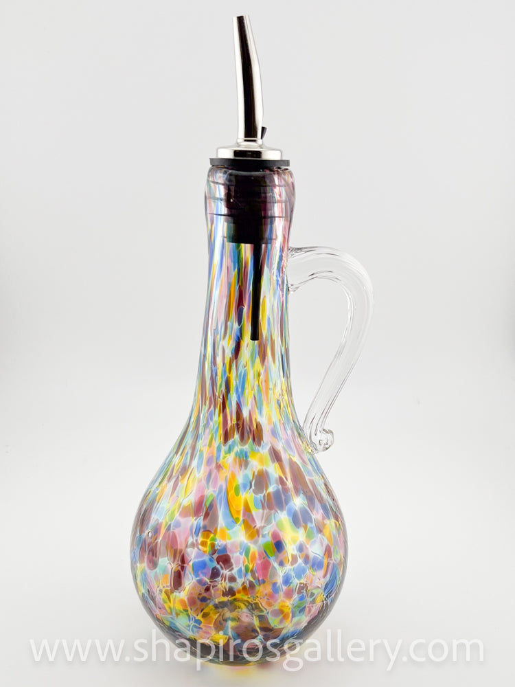 Blown Glass Oil Bottle with Handle - Purple Mix
