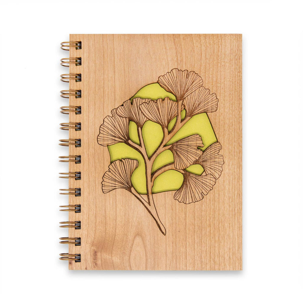 Ginkgo Leaves Wood Journal