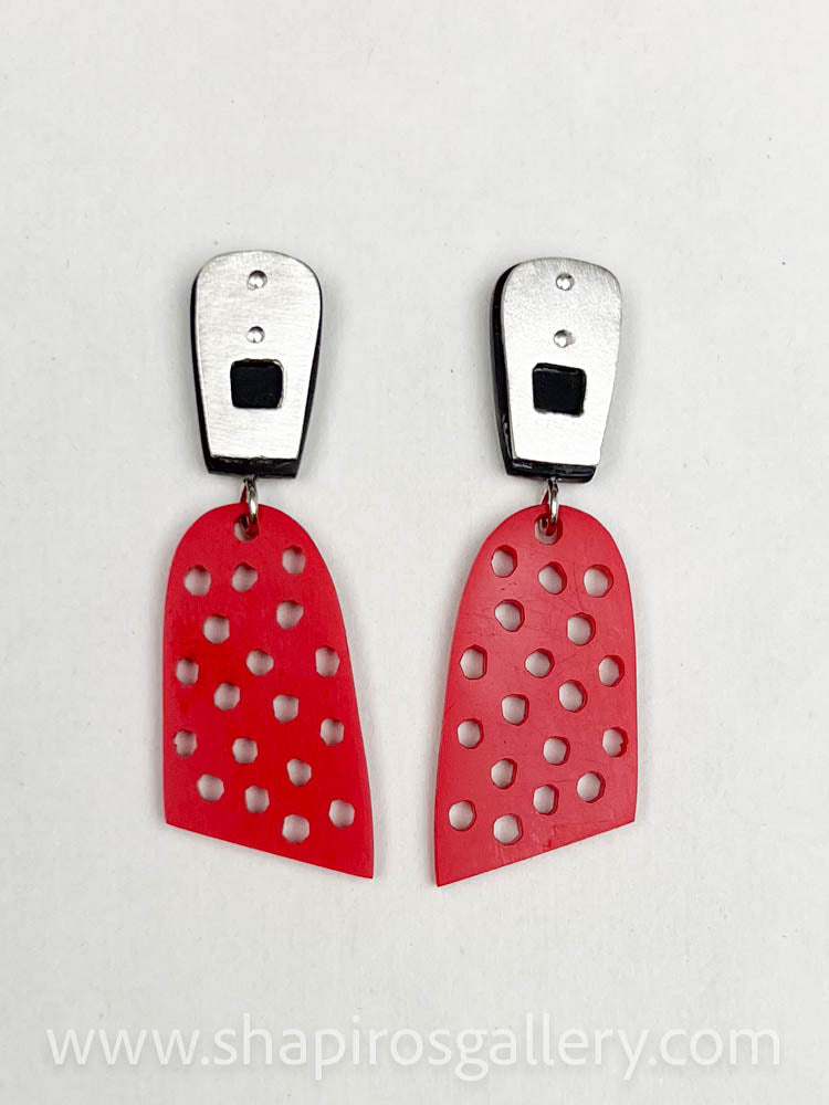 Half Circle Red Earrings