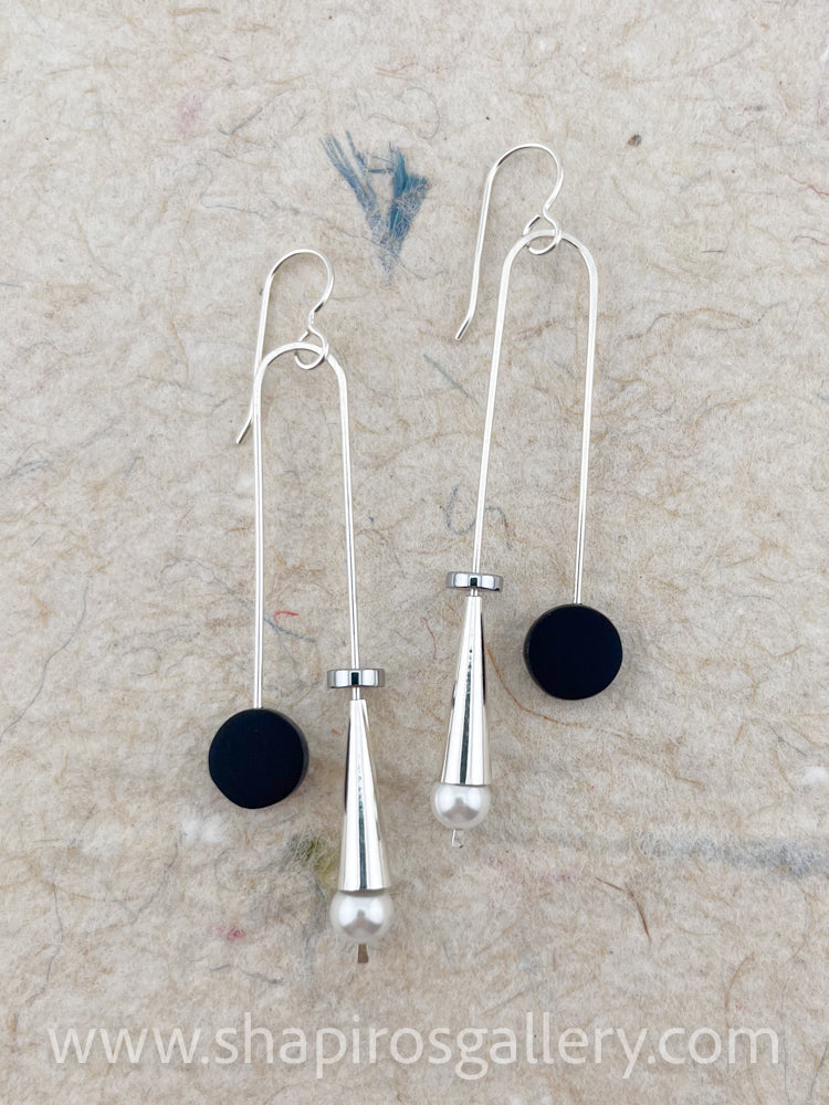 Cone, Pearl, Disc Earrings