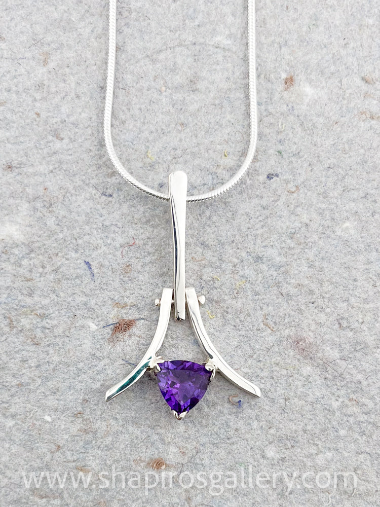 Trillion Pendant Necklace with Amethyst