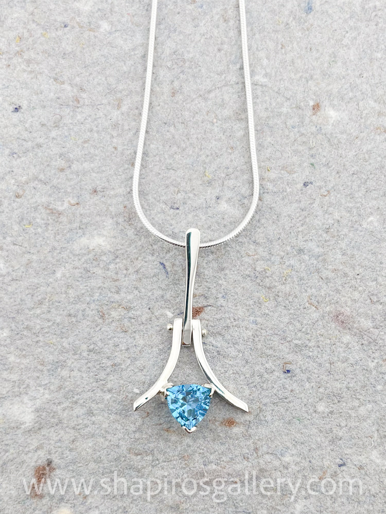 Trillion Pendant Necklace with Blue Topaz
