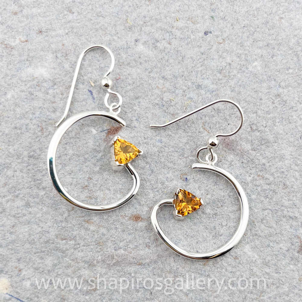 Spiral Earrings with Citrine