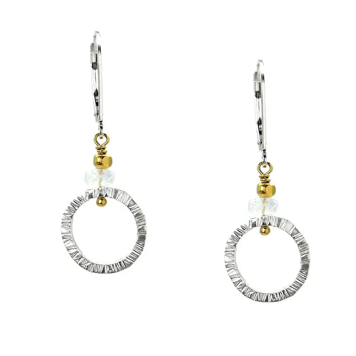 Simple Moonstone Cirle Earrings