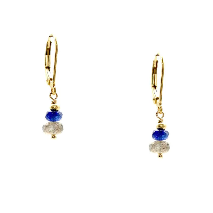 Labradorite and Blue Sapphire Earrings