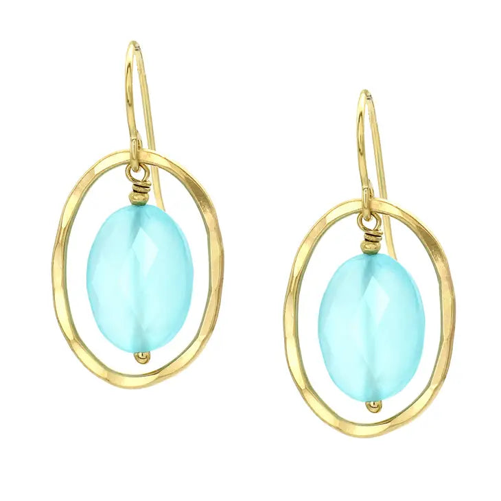 Faceted Aqua Chalcedony Earrings