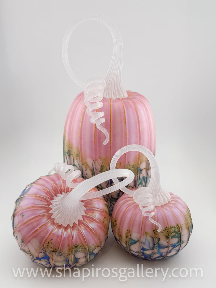 Set of Three Blown Glass Pumpkins