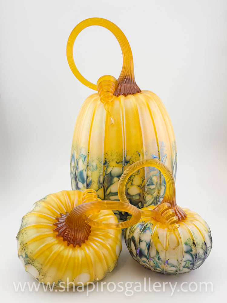 Set of Three Blown Glass Pumpkins