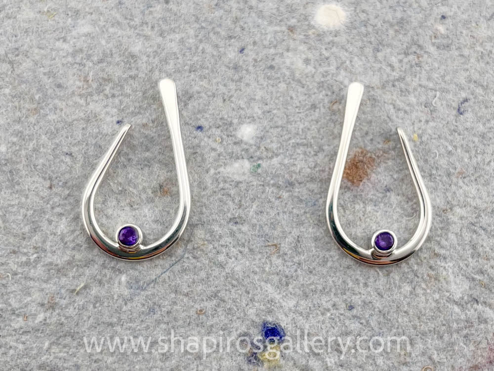 Amethyst Rounded Drop Post Earrings