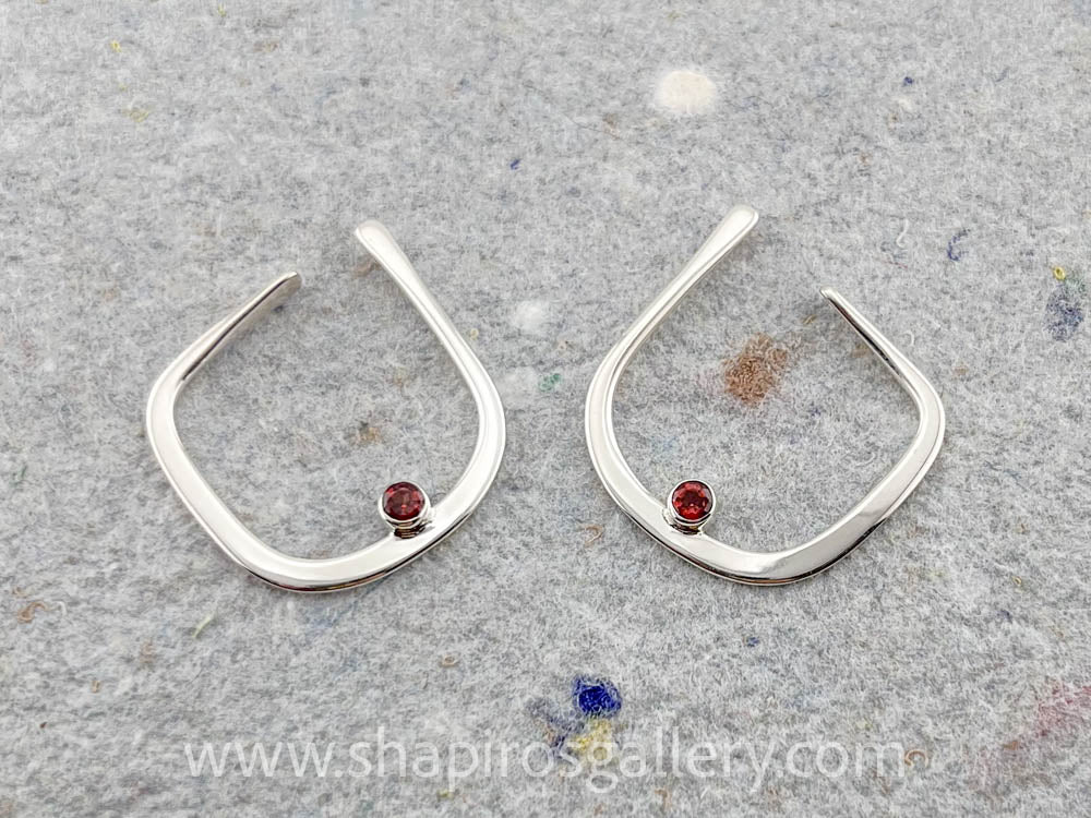 Garnet Squared Post Earrings