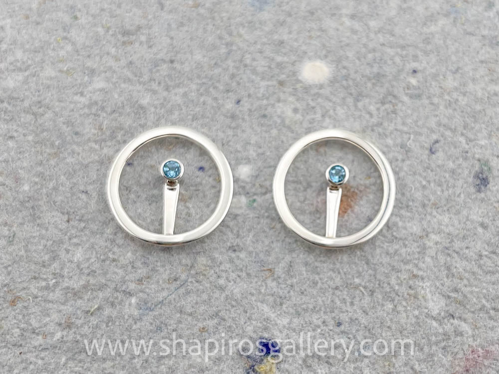 Blue Topaz Circle Post Earrings
