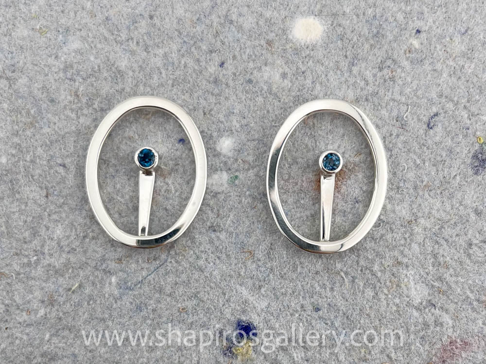 London Blue Topaz Oval Post Earrings