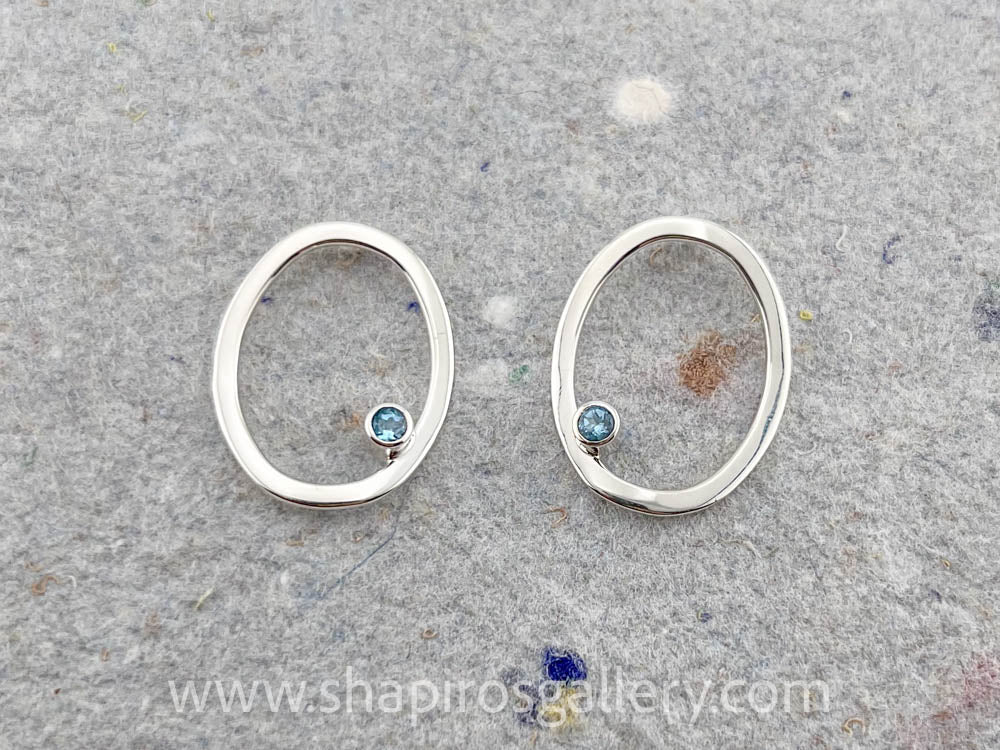 Blue Topaz Oval Post Earrings