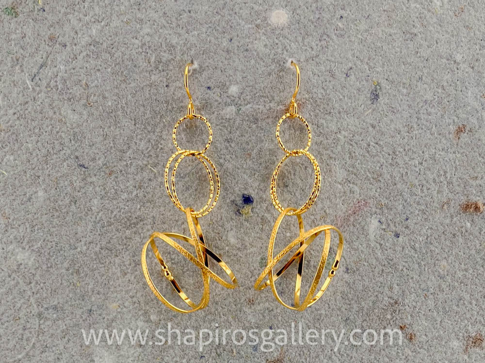 Mobius Triple Loop Earrings - Gold