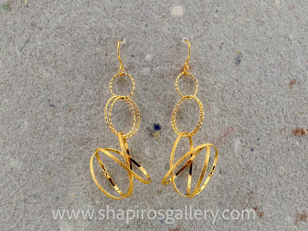 Mobius Triple Loop Earrings - Gold
