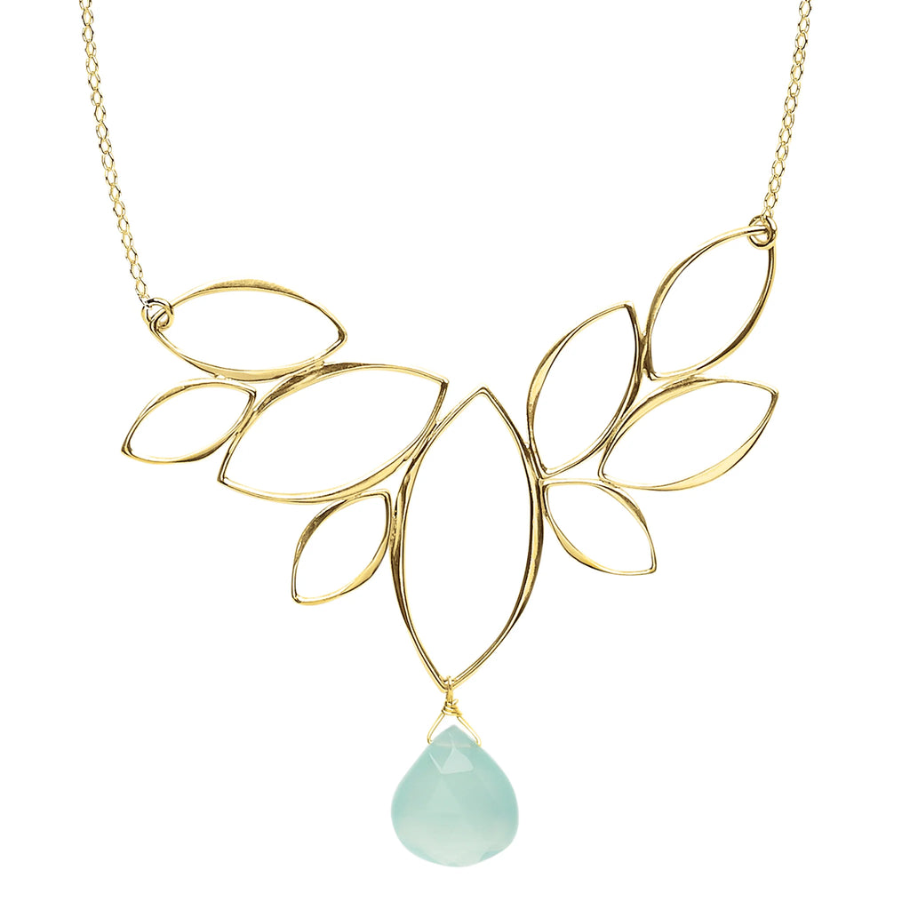 Windy Leaves Necklace with Chalcedony
