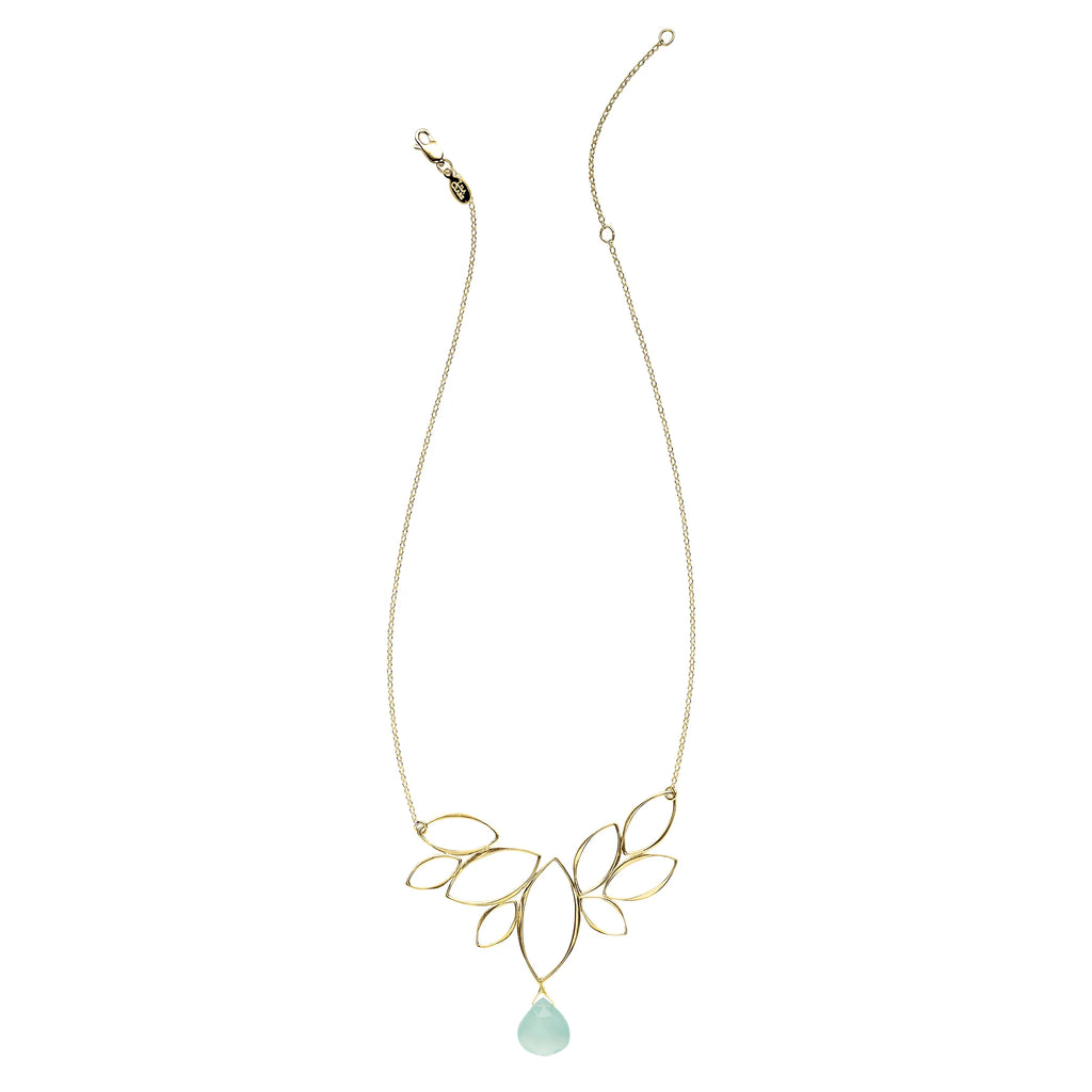 Windy Leaves Necklace with Chalcedony