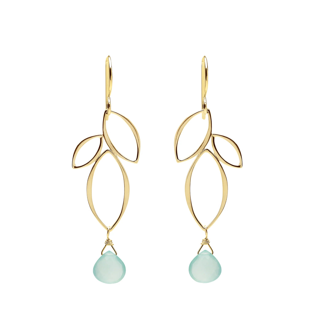 Mini Fuchsia Flower Earrings with Chalcedony