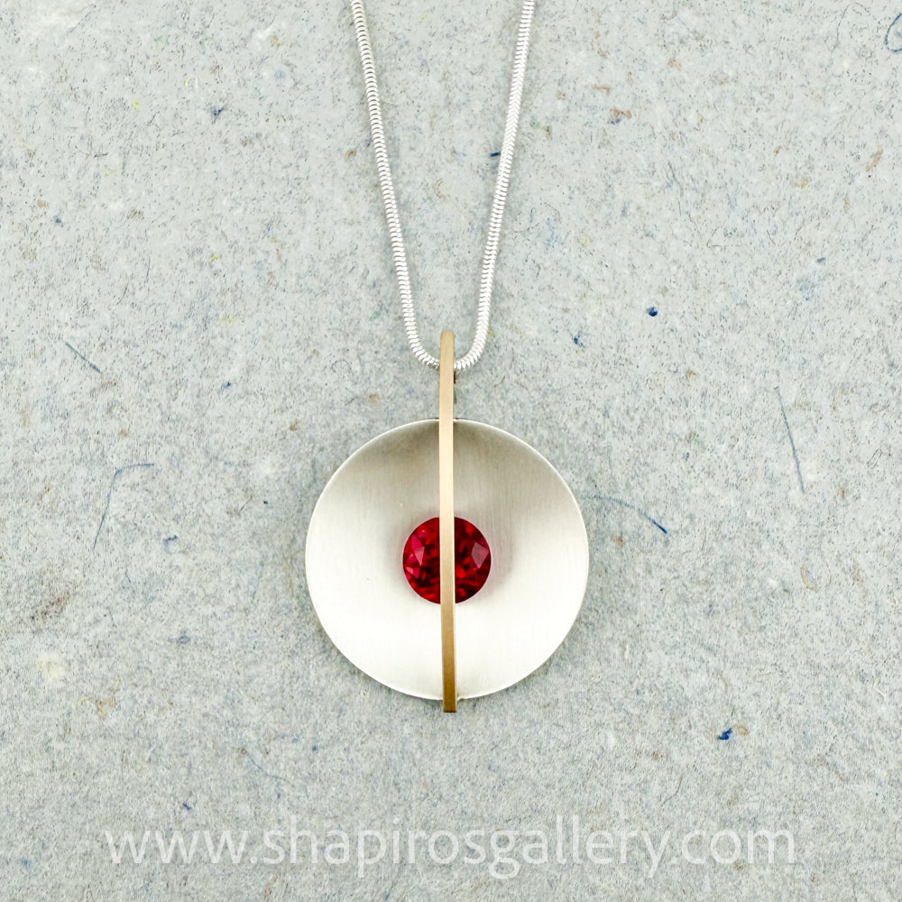 Round Faceted Ruby Necklace