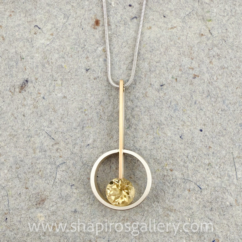 Citrine with Line and Circle Necklace