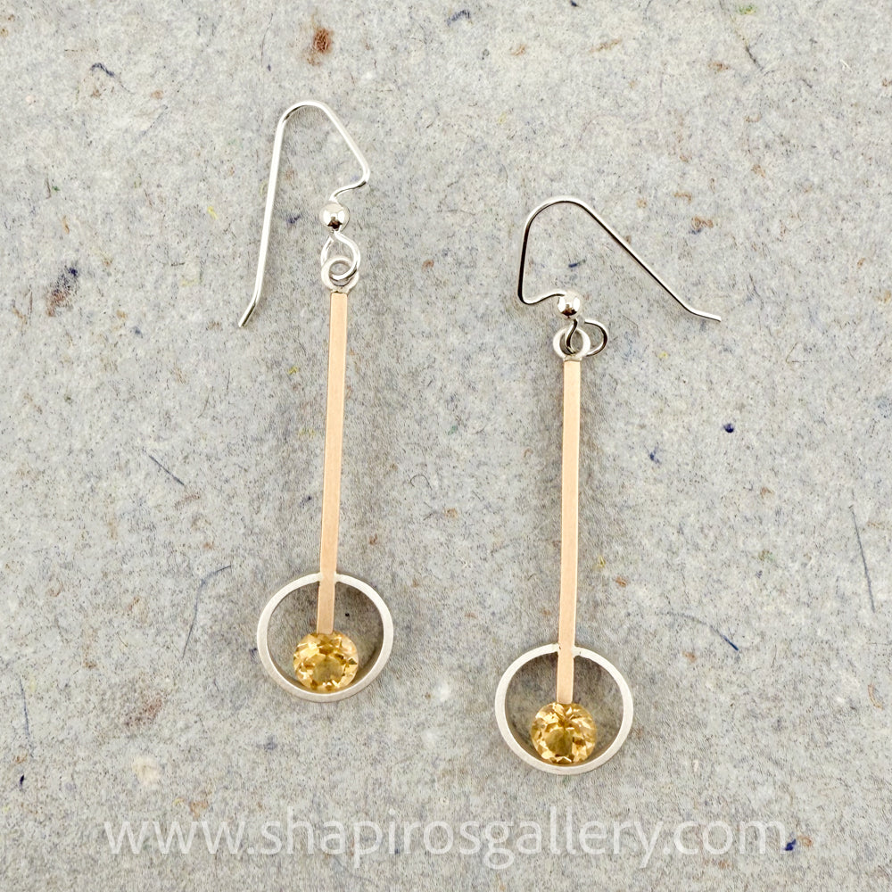 Citrine Circle Line Earrings