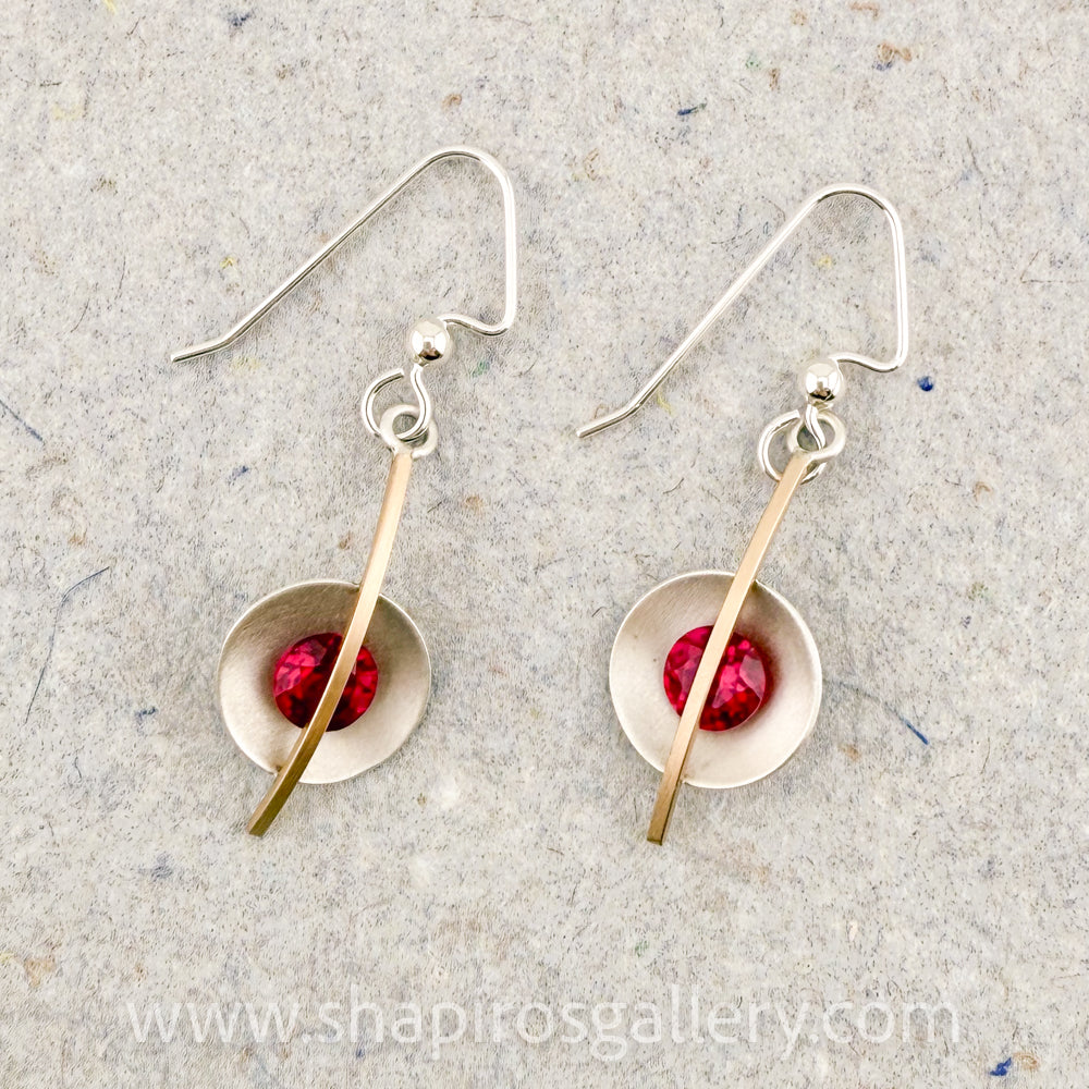 Faceted Dot Earrings - Ruby