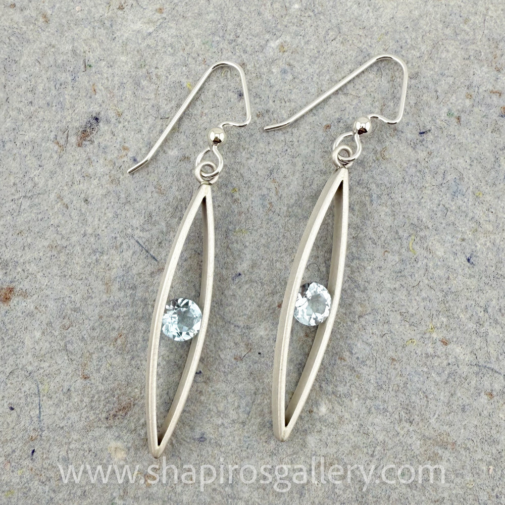 Marquis Faceted Stone Earring - Blue Topaz