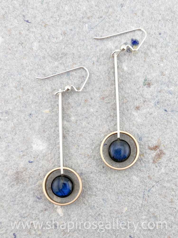 Labradorite Circle Drop Earrings