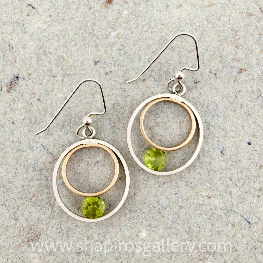 Peridot Circle Earrings