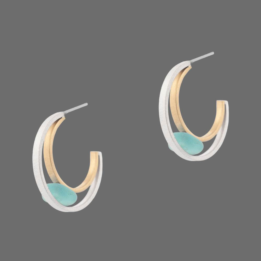 Sea Glass Double Hoop Earrings