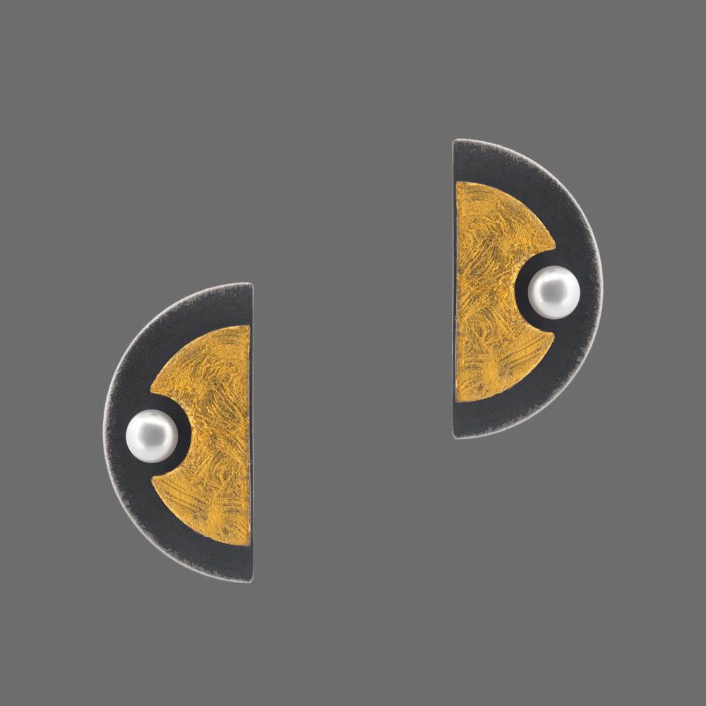 Half Circle Oxidized Earrings