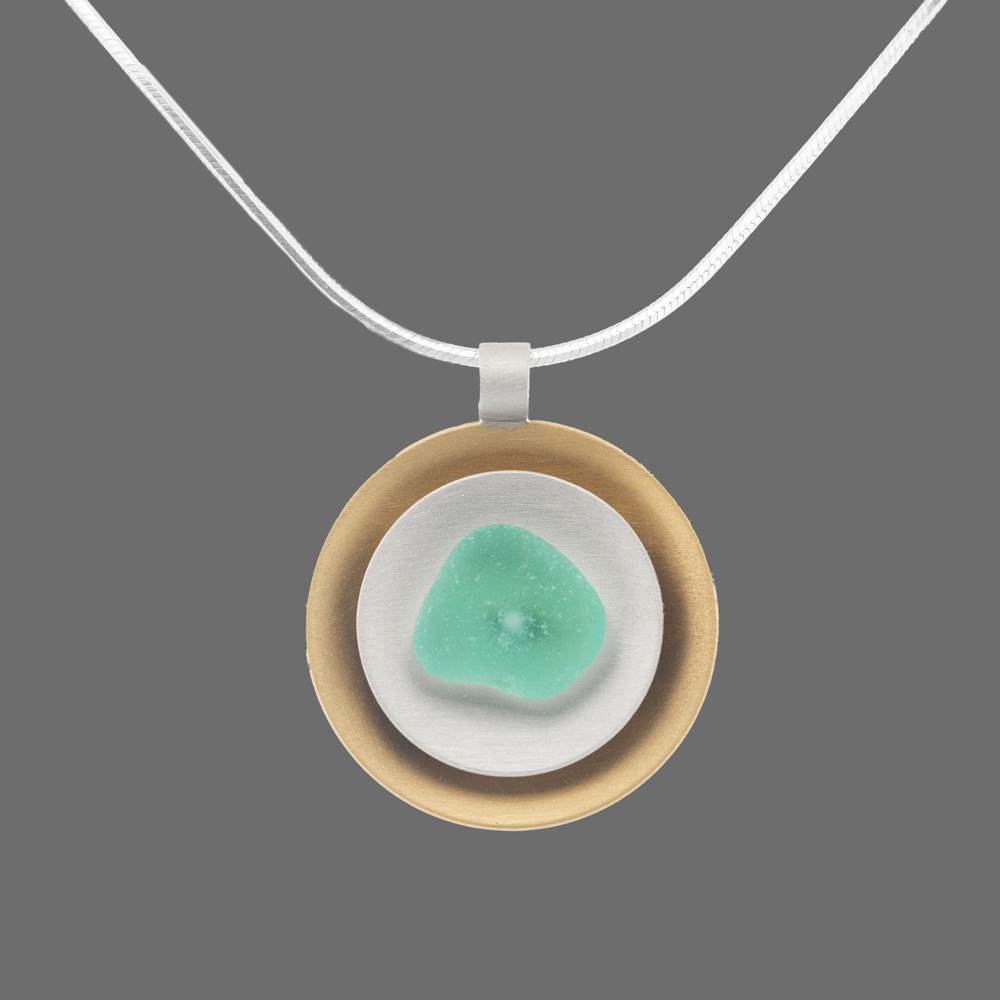 Round Stacked Sea Glass Pendant