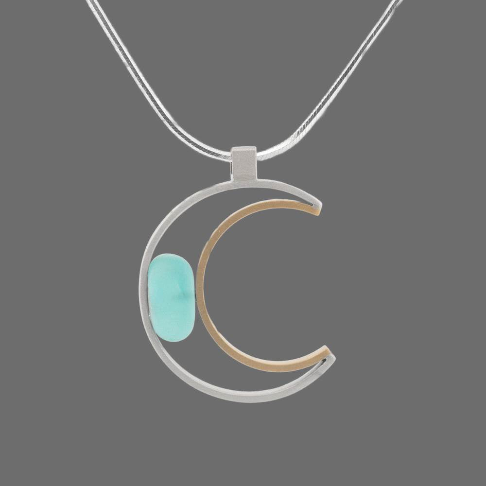 Crescent Shape Sea Glass Pendant