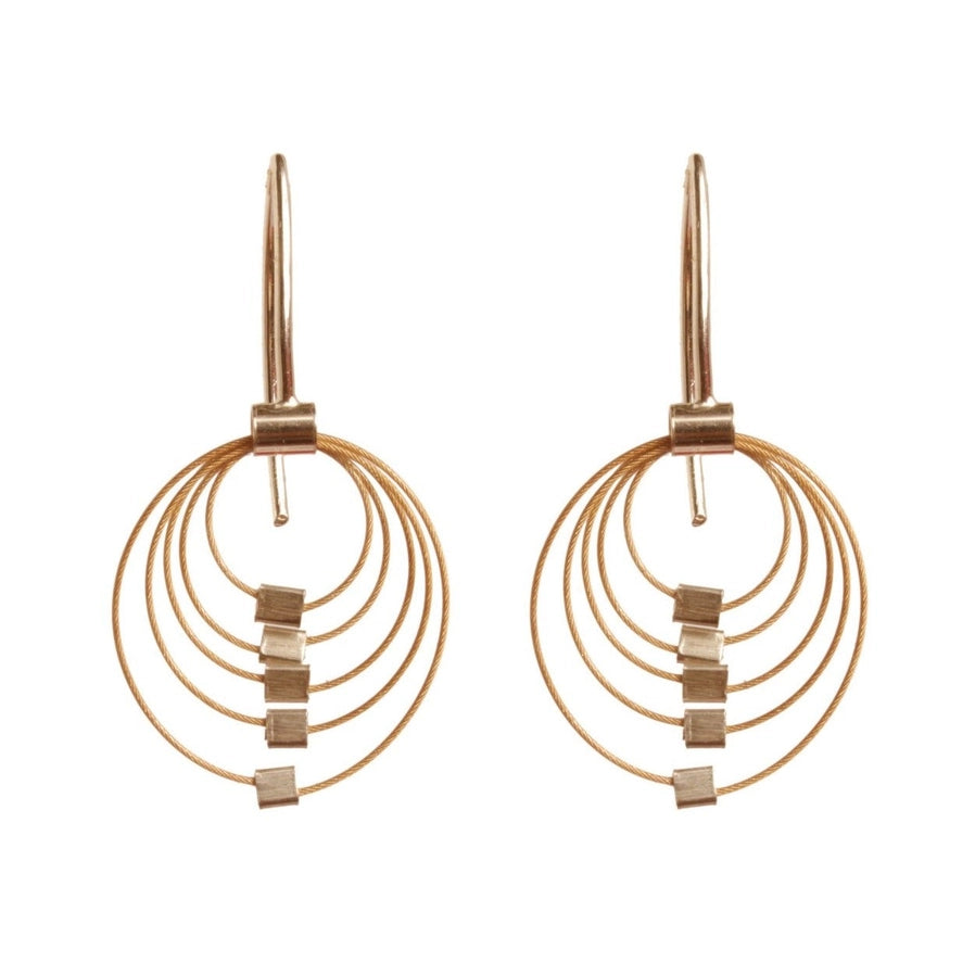 Mini Grad Circles Earrings Hooks - Gold and Gold