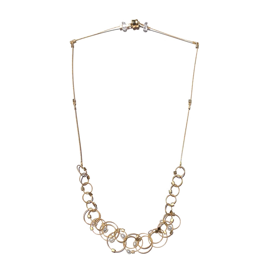 18" Mini Vertigo Necklace - Gold and Pearl