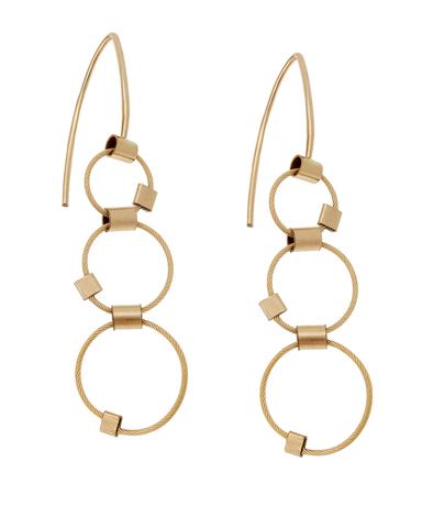 Triplet Hooks Earrings - Gold and Gold