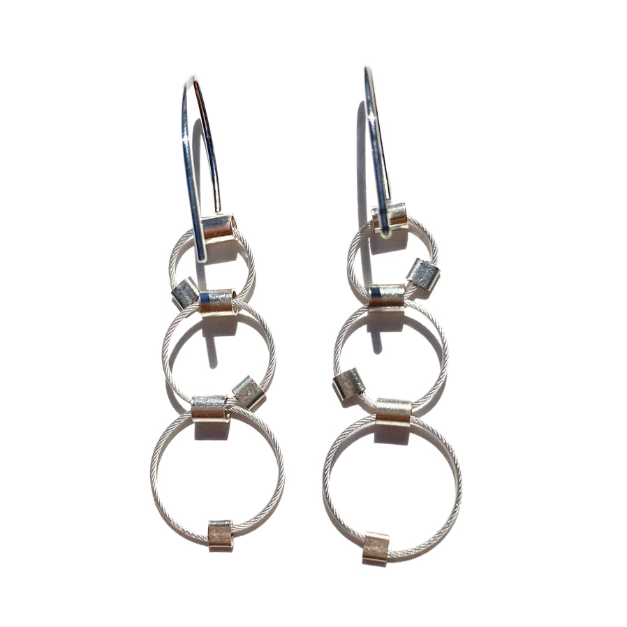 Triplet Hooks Earrings - Steel and Silver