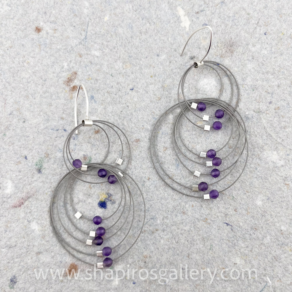 Double Double Hook Earrings - Amethyst
