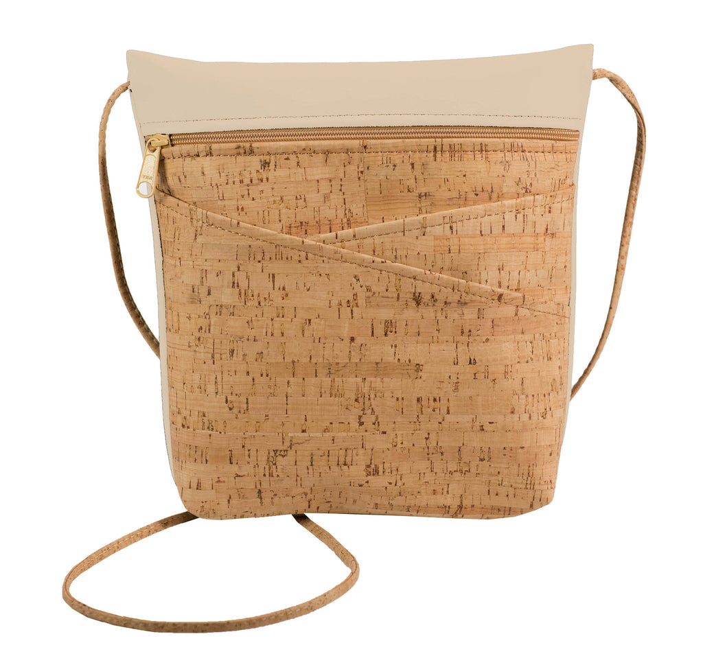 Cross Body Bag with Slanted Pockets - Linen