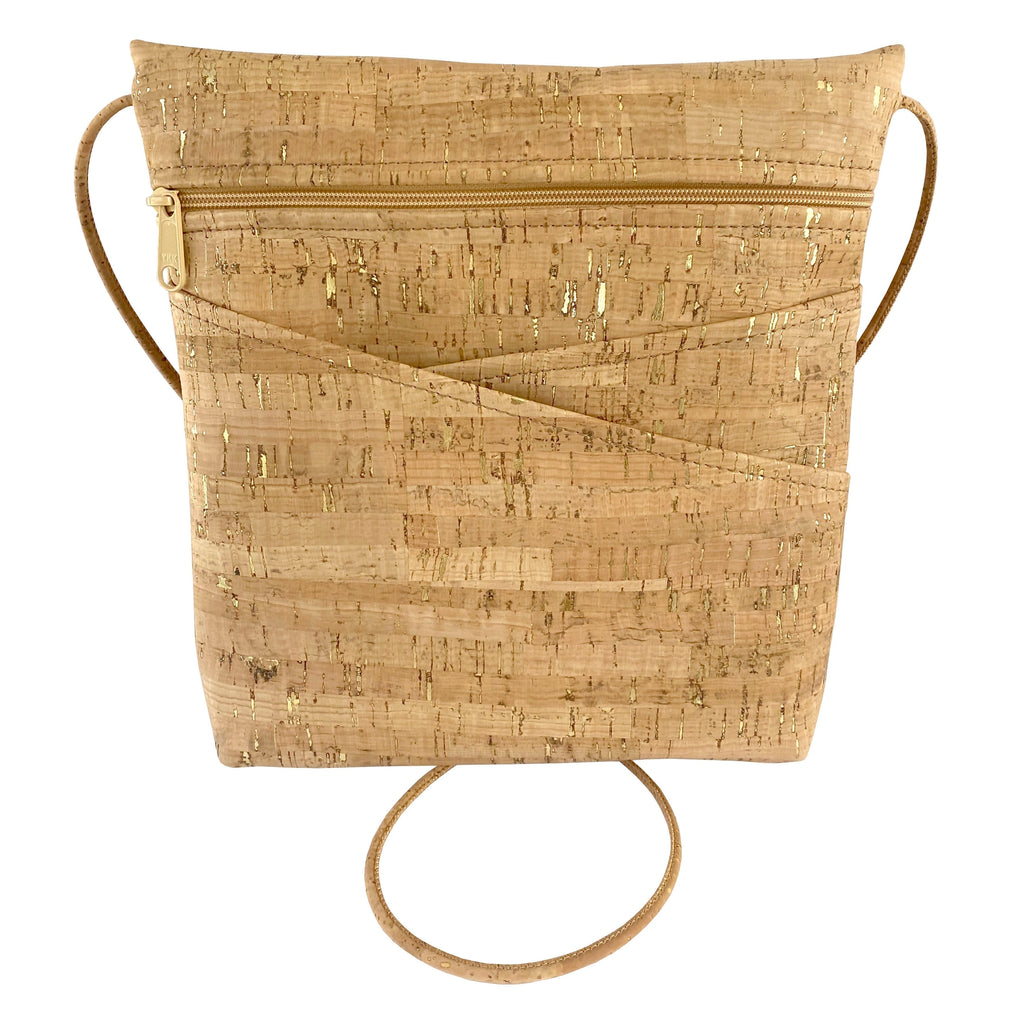 Cross Body Bag with Slanted Pockets Gold Flecks