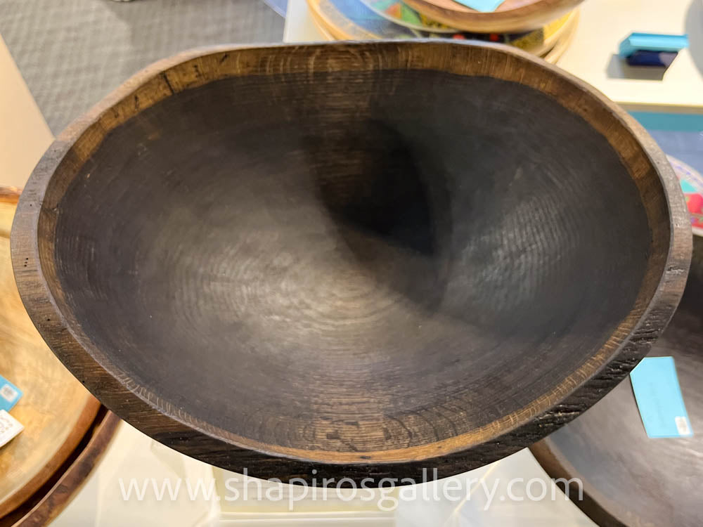 15" Ebonized Oak Oval Bowl