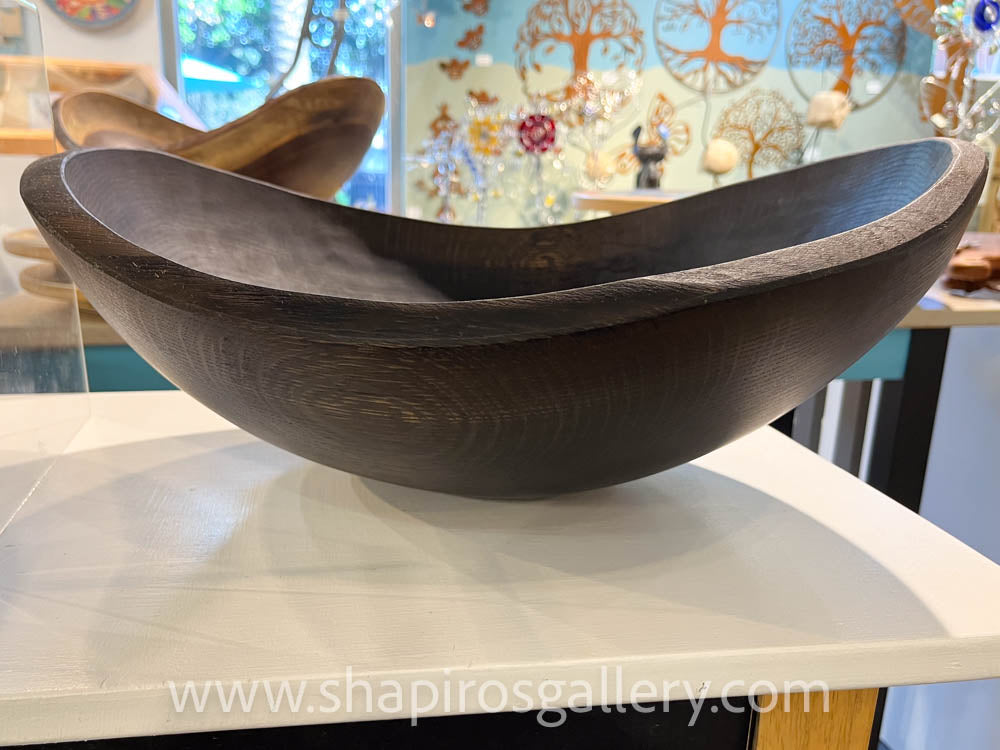 18" Ebonized Oak Oval Bowl