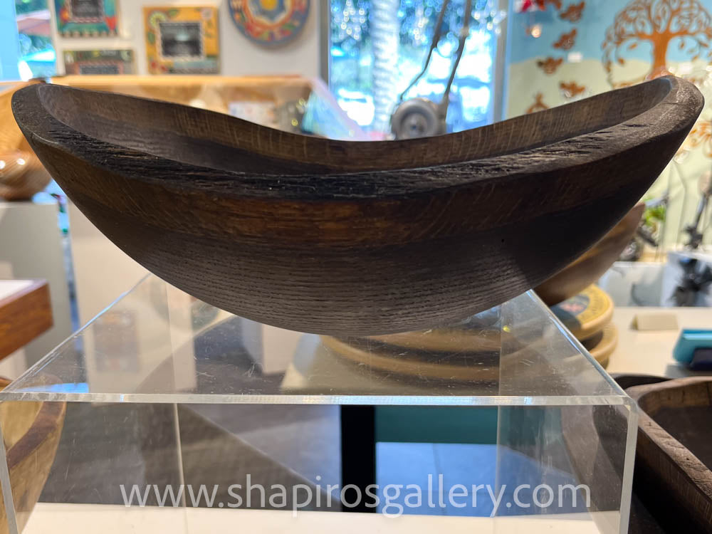 13" Ebonized Oak Oval Bowl