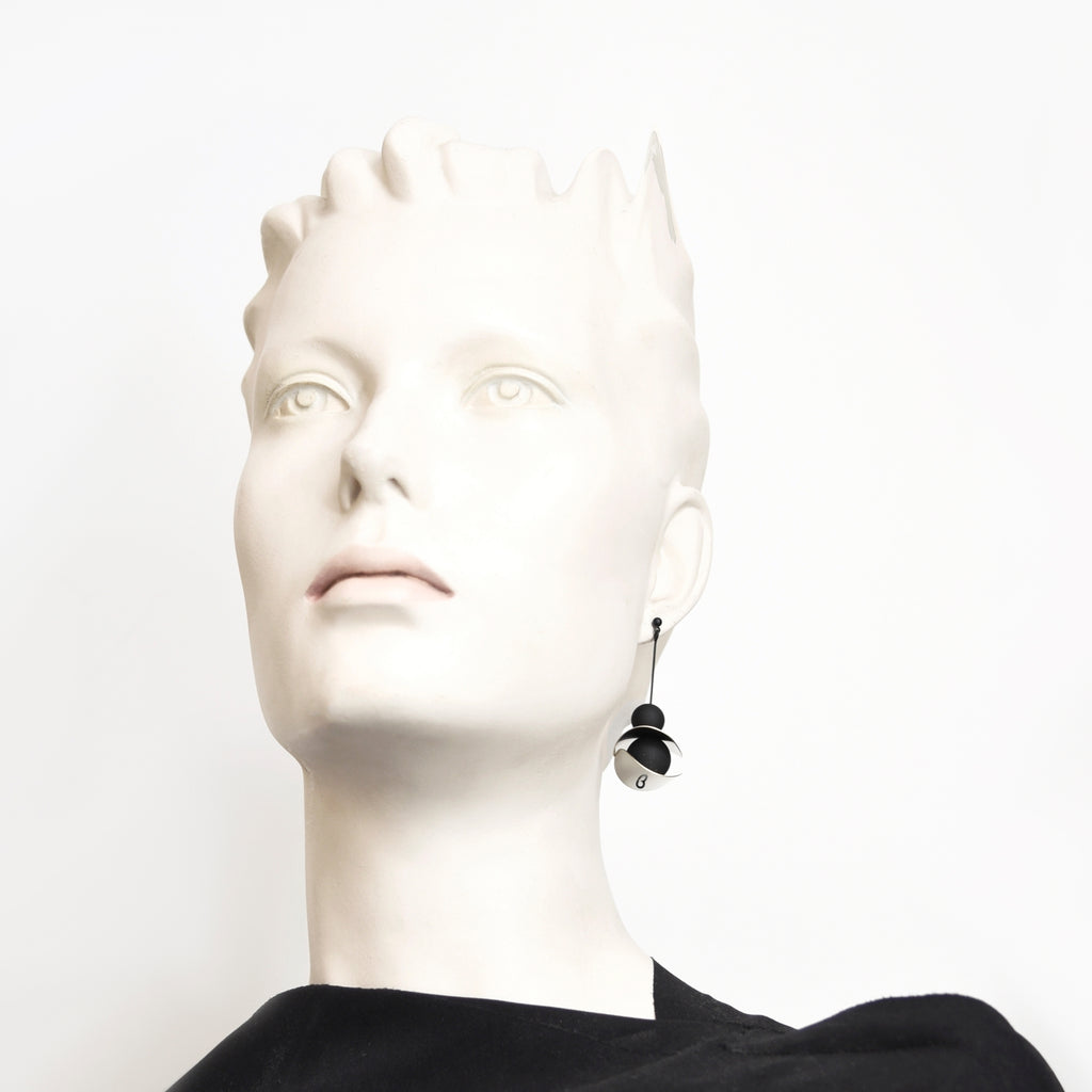 Otto Earrings - Black and Silver