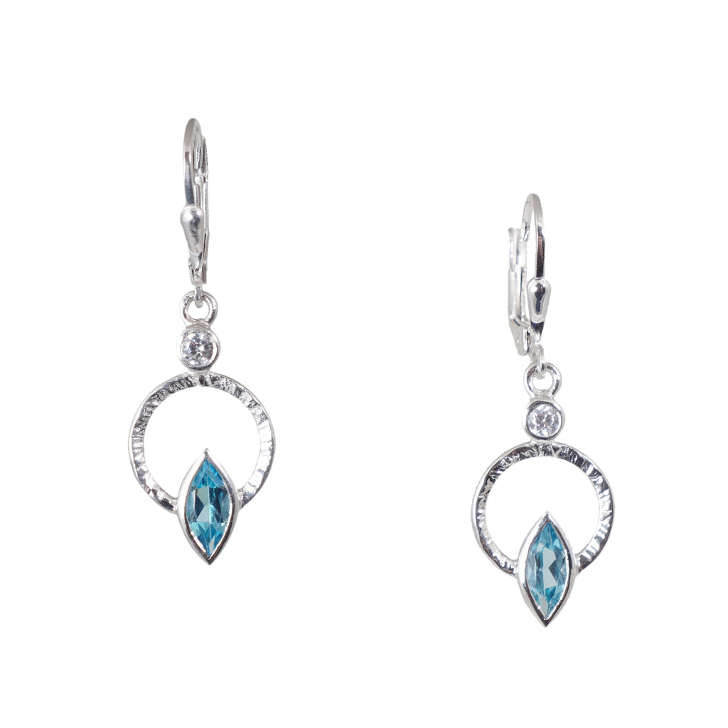 Blue Topaz and Cubic Zirconia Earrings